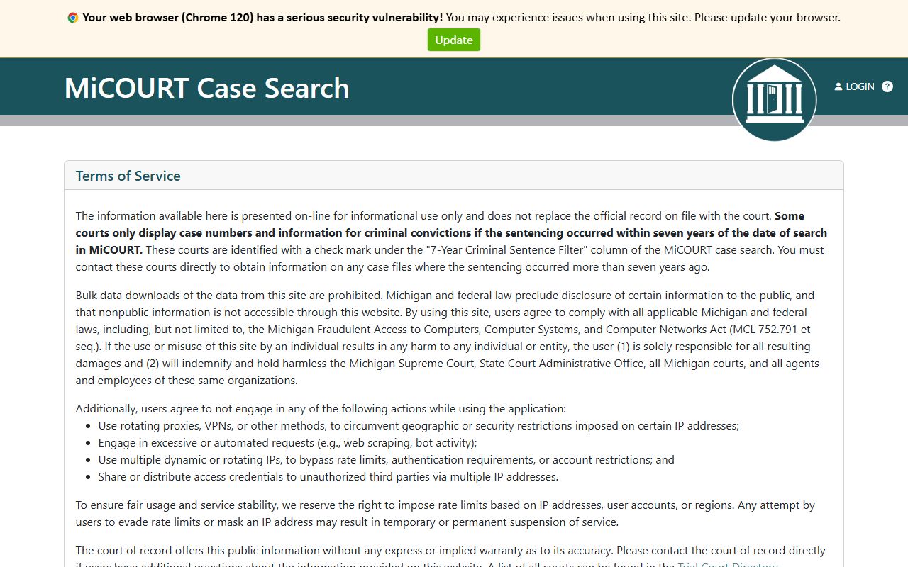 Ionia County court dockets 8th Circuit case search on MiCOURT