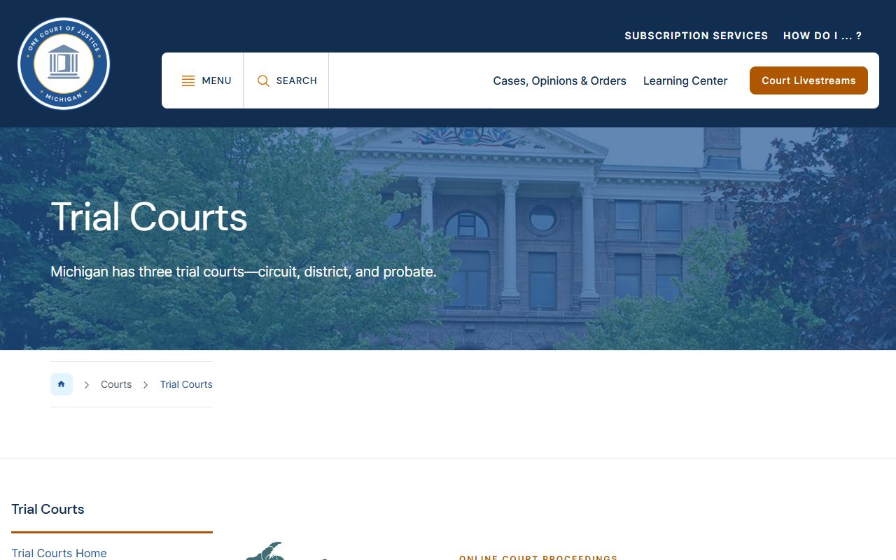 Michigan trial court structure behind Ionia County court records