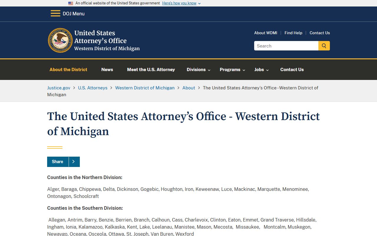 Ionia County probate records and Western District of Michigan boundary context