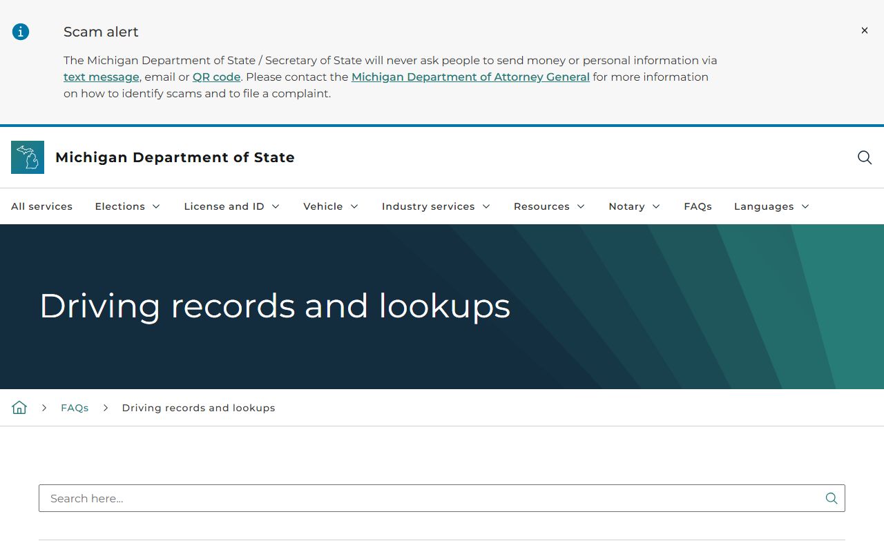 Ionia County traffic court records Michigan driver and vehicle records access